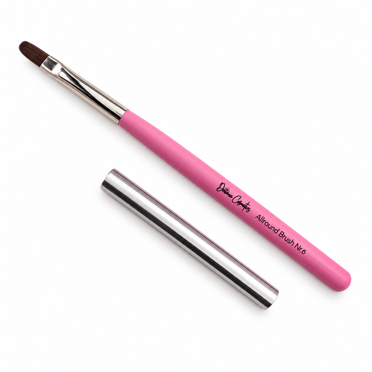 Rosa Allround-Pinsel Nr. 6 von Doriana Cosmetics mit silberner Schutzkappe