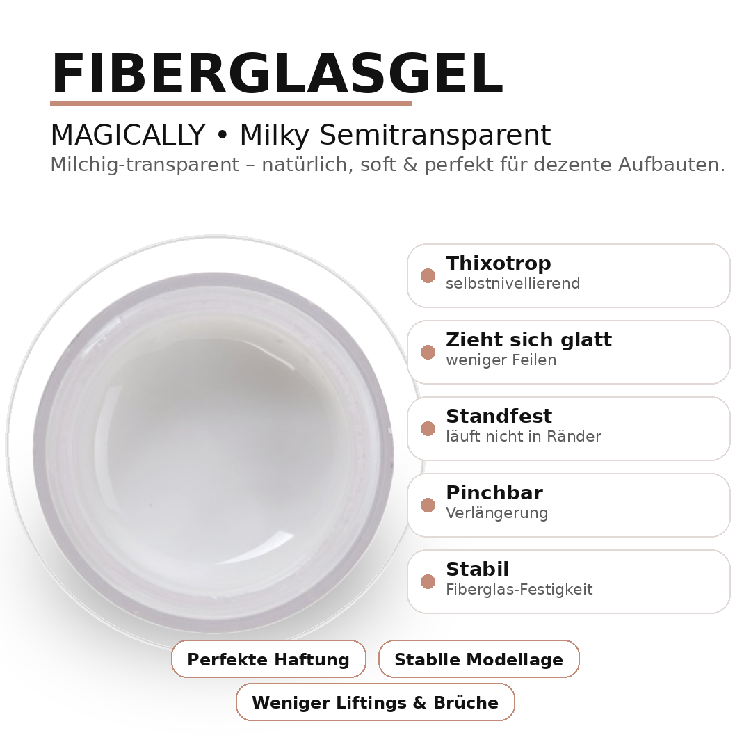 MAGICALLY Fiberglasgel - Milky (semitransparent) | 15/50 ml | NO FILE