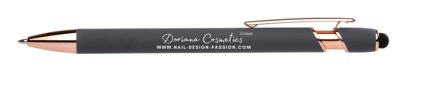 Rosegold/Grauer Kugelschreiber mit schwarzer Tinte - Doriana Cosmetics GmbH