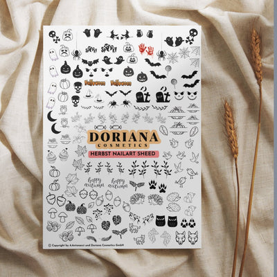 Herbst & Halloween NailArt Sheed mit UV-Gel von Doriana Cosmetics