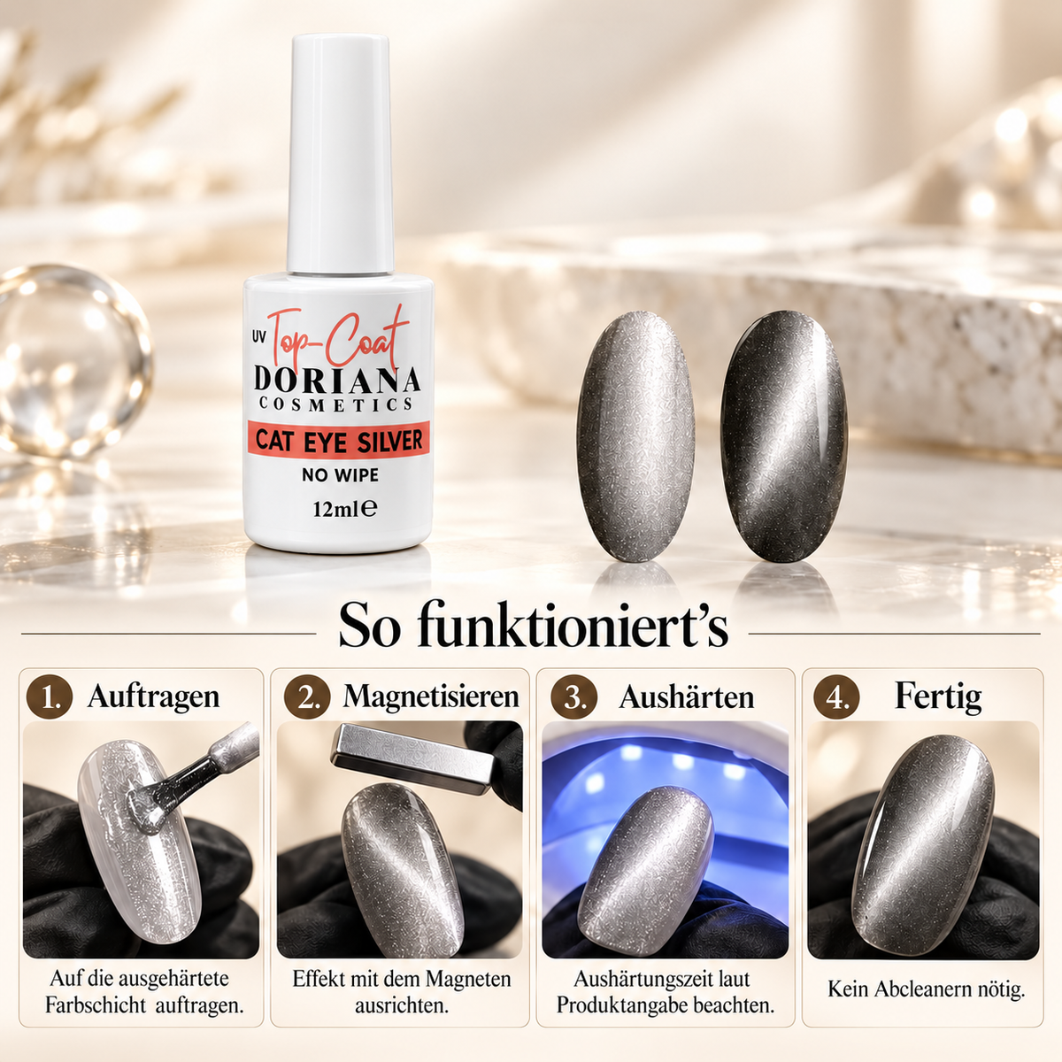 MAGICALLY Top Coat |  Cat Eye Silver | no wipe |  12 ml