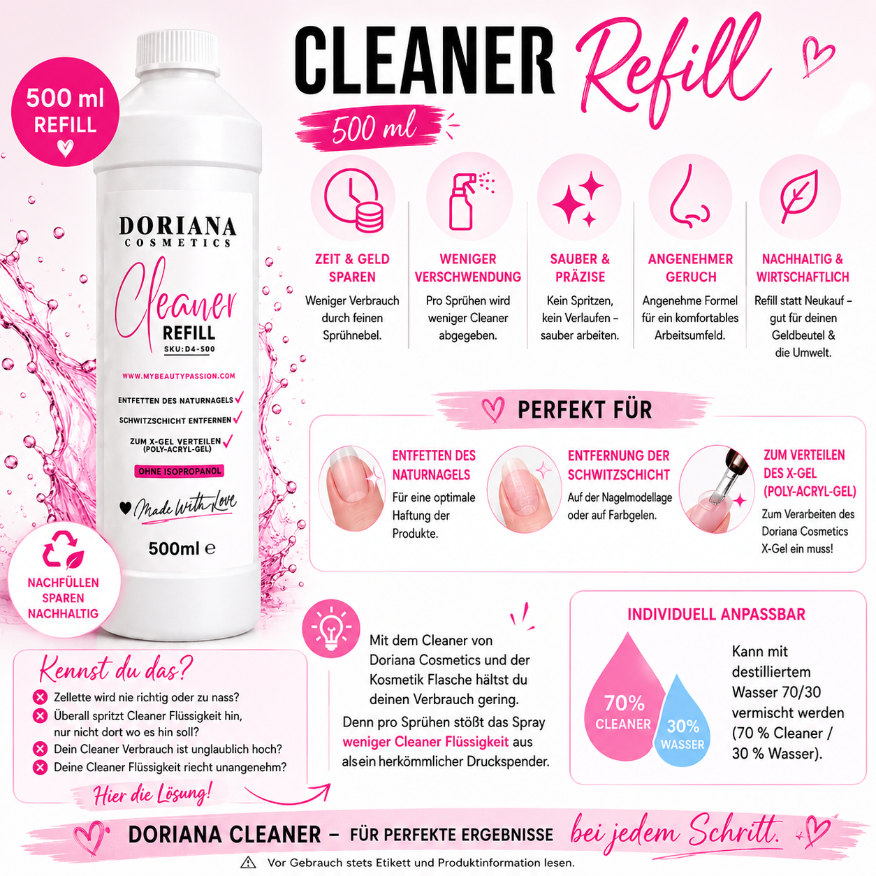 CLEANER Refill⎥ 500 ml⎥ Entfetten, Reinigen & Schwitzschicht entfernen