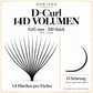 Doriana D-Curl 14D Volumen, 0,05 mm, 320 Stück, MIX-Länge – 14 Härchen und D-Schwung schematisch