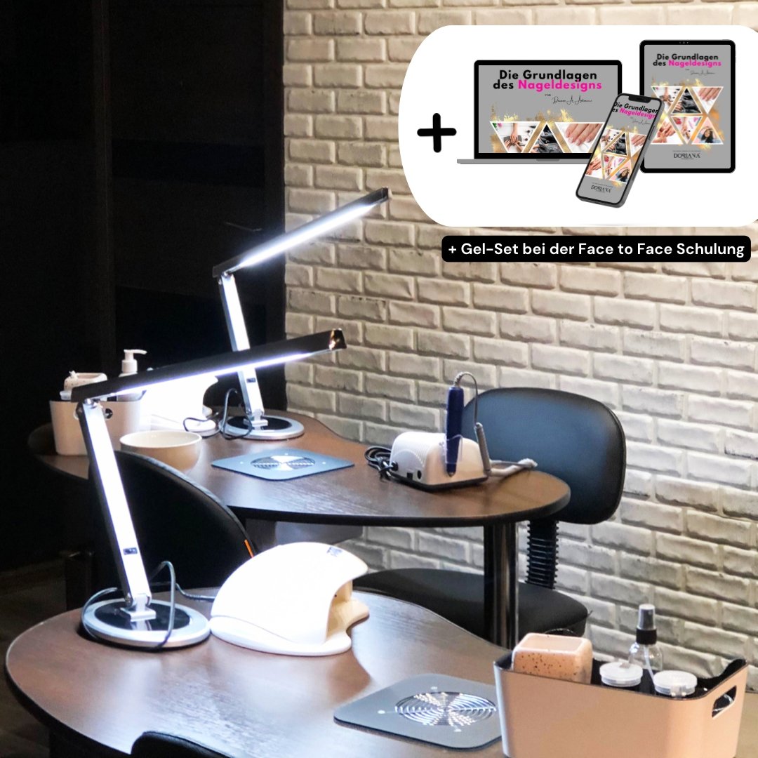 Face to Face + Online Schulung + Gel Set: *Nageldesign Grundlagen* Maniküre mit Shellac, Gel, Poly-Acryl-Gel, Acryl Powder und vieles mehr - Doriana Cosmetics GmbH