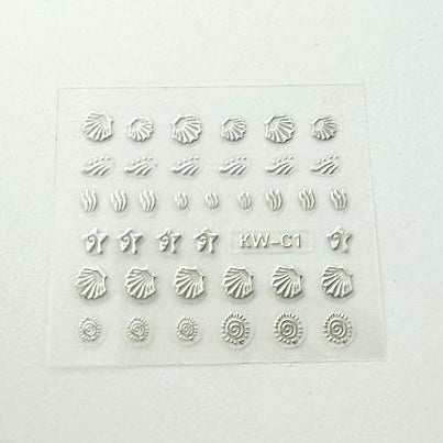 Muschel Silber - 3D Selbstklebende Sticker - Doriana Cosmetics GmbH